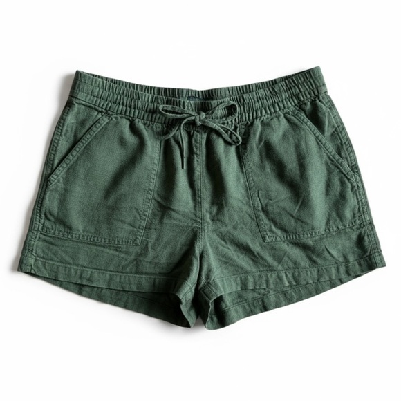 New J.Crew Linen Blend Pull-On Shorts Green Drawstring Relaxed Fit Pockets XS - Picture 1 of 6